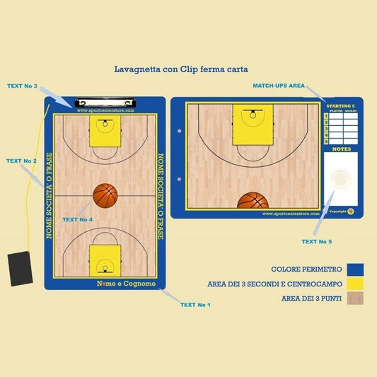 Lavagnetta Personalizzata Basket Coach con Clip ferma carta